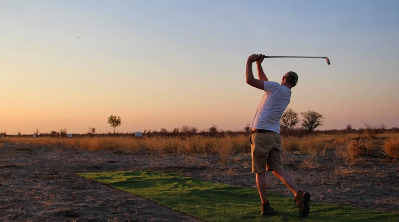 feline fields lodge kalahari botswana golf driving range